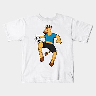 Giraffe as Soccer player with Soccer ball Kids T-Shirt